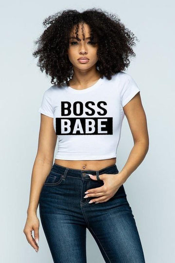 Boss Babe Print Crop Top - Paelyn Boutique